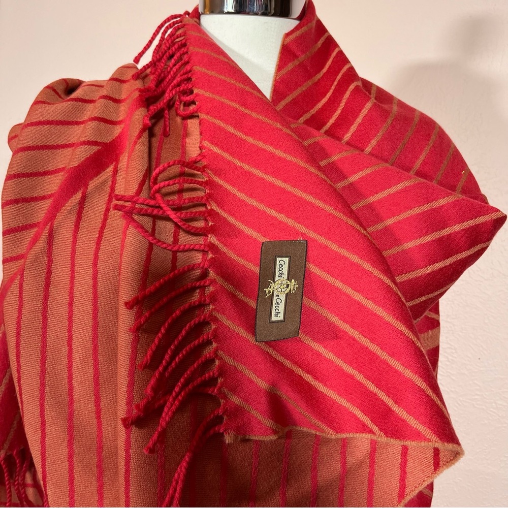 Vintage 90 Y2K Cecchi e Cecchi Heavy wool Red Camel Oversized Quite luxury scarf